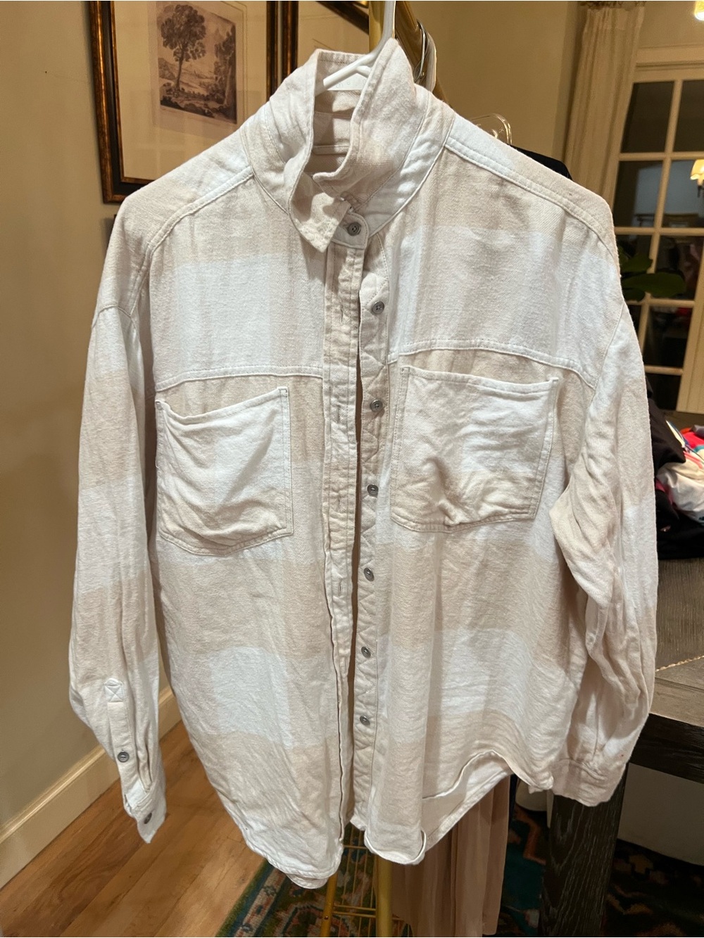 Womens oversized Aerie White Button-Up Casual Shirt Jacket